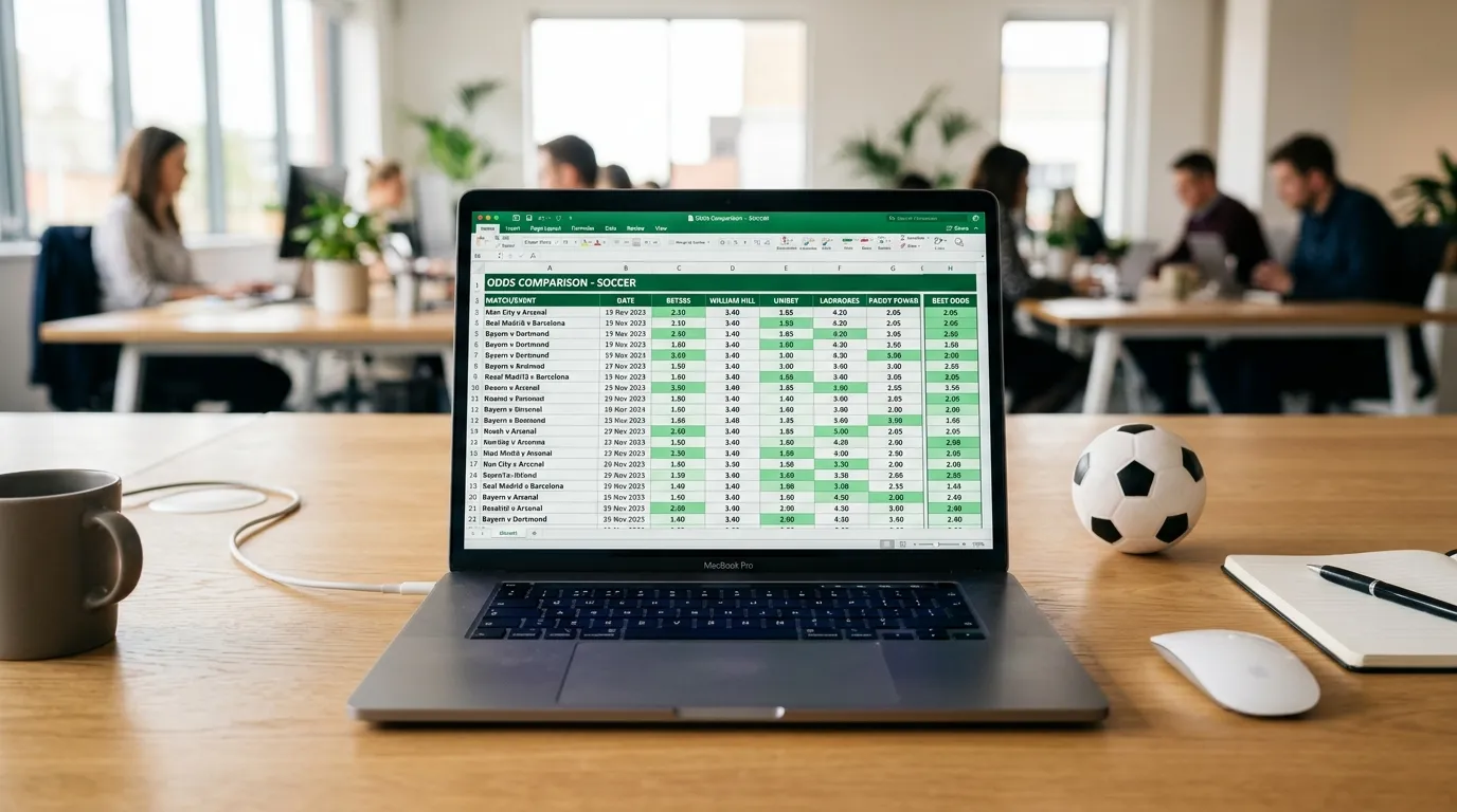 Pantalla de ordenador mostrando comparación de cuotas de diferentes casas de apuestas