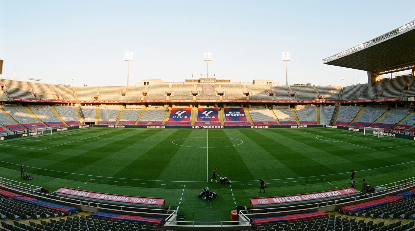 Estadio de fútbol preparado para el inicio de la temporada de LaLiga